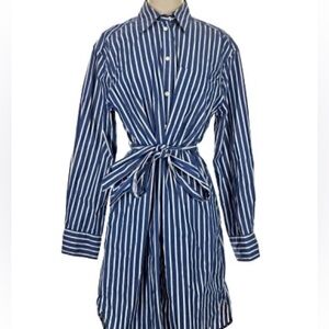 GAP Navy and White Striped Long Sleeve Dress